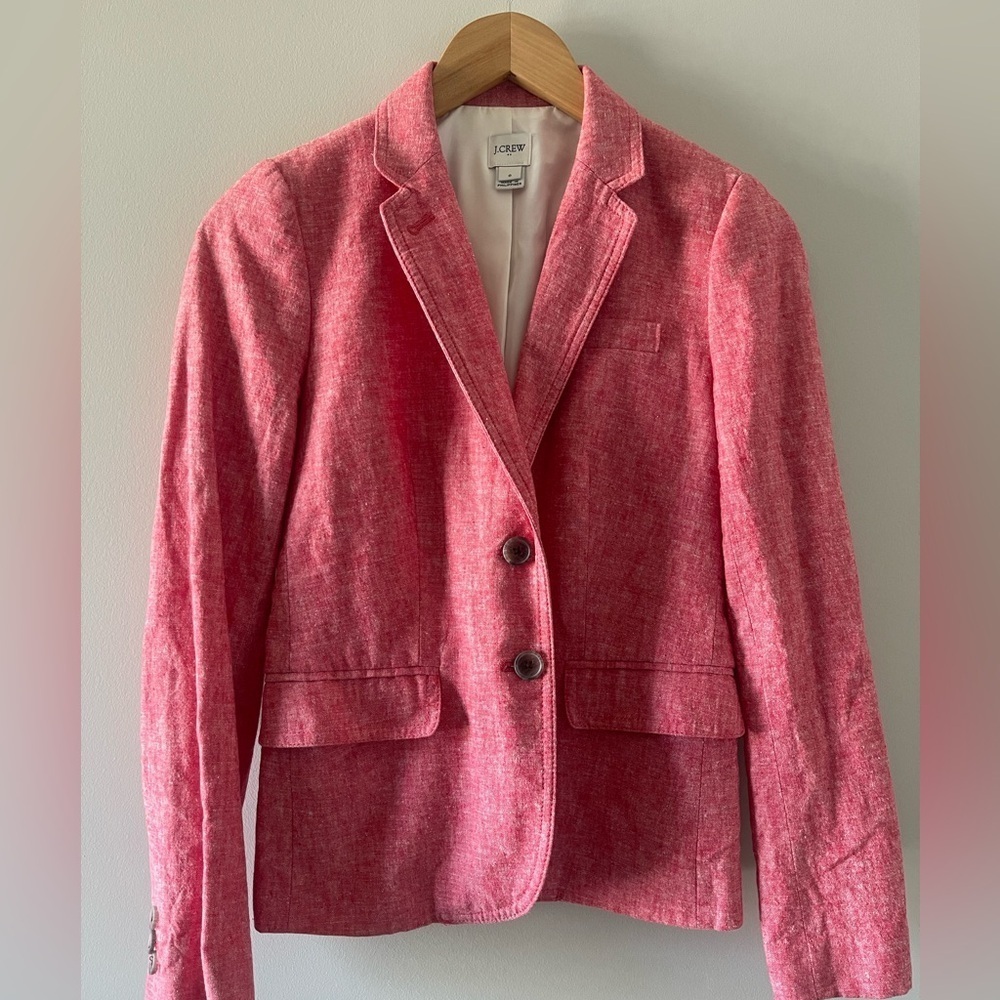 J. Crew | Red Linen Blend Blazer Academia Preppy Event Business Casual Size 0